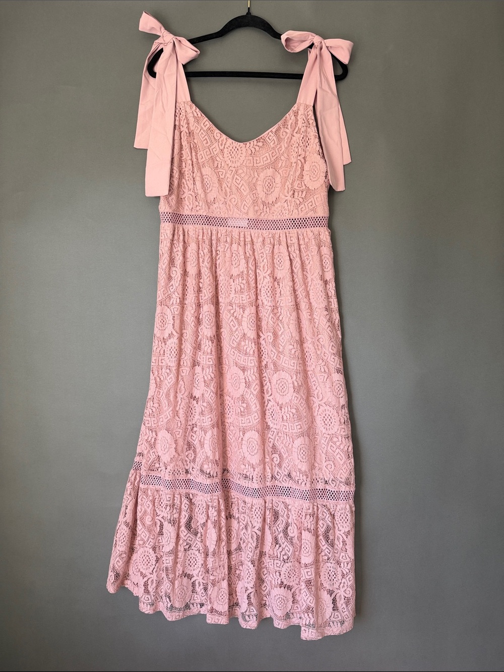 Blu Pepper Lace Dress size L Blu Pepper Pink Lace Dress with Bow detail NWT